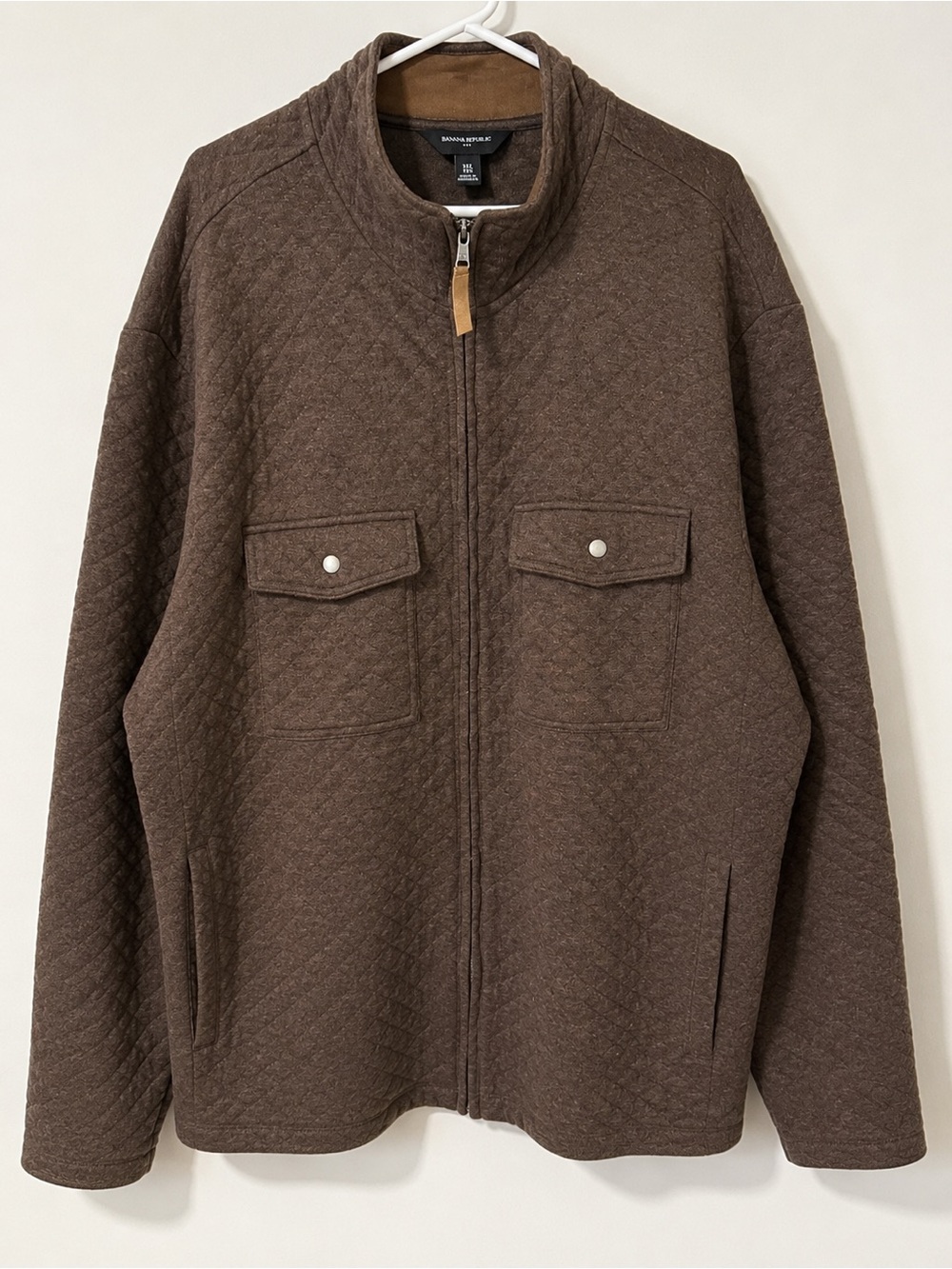 Banana Republic Quilted Full-Zip Sweater Jacket in Brown